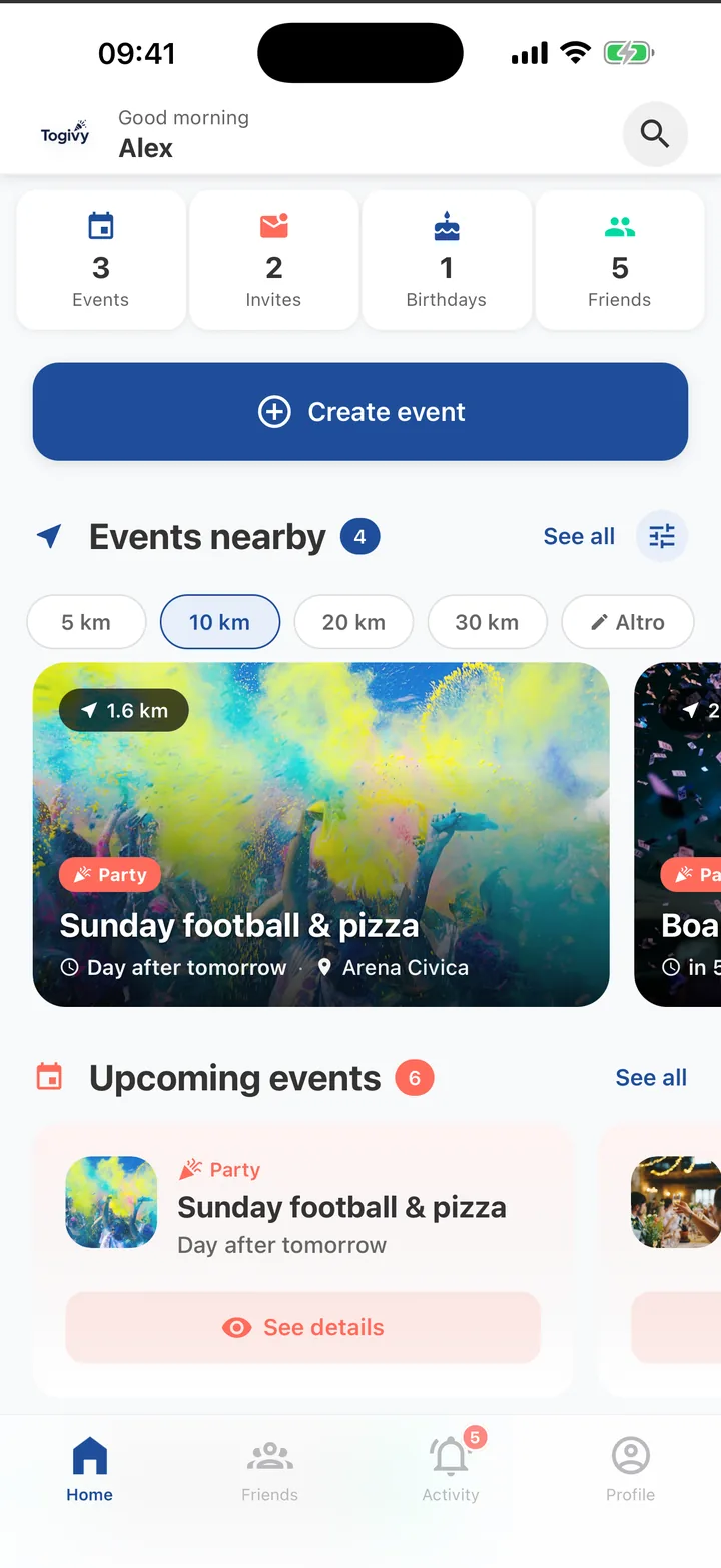 Togivy Home with nearby and upcoming events